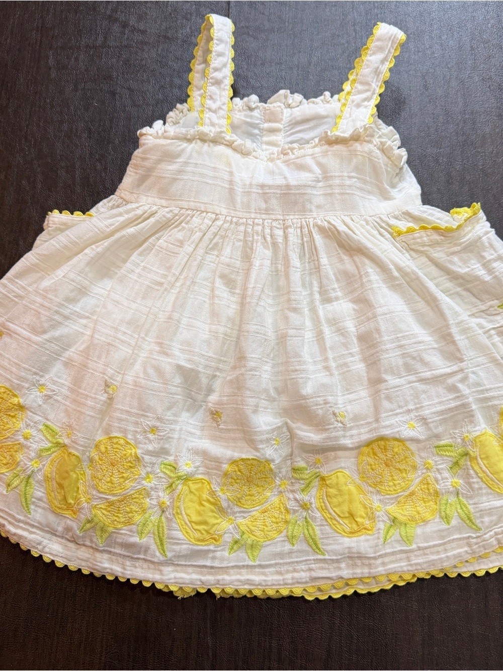 EttaVee 2T White Lemon Embroidered Sun Dress 100% Cotton